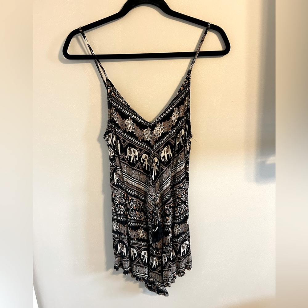 ✨ BE COOL Black and White Elephant Print Romper
